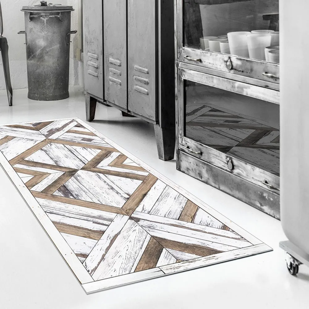 Tapis vinyle salon cuisine ou couloir Beija Flor W4 Wood Art