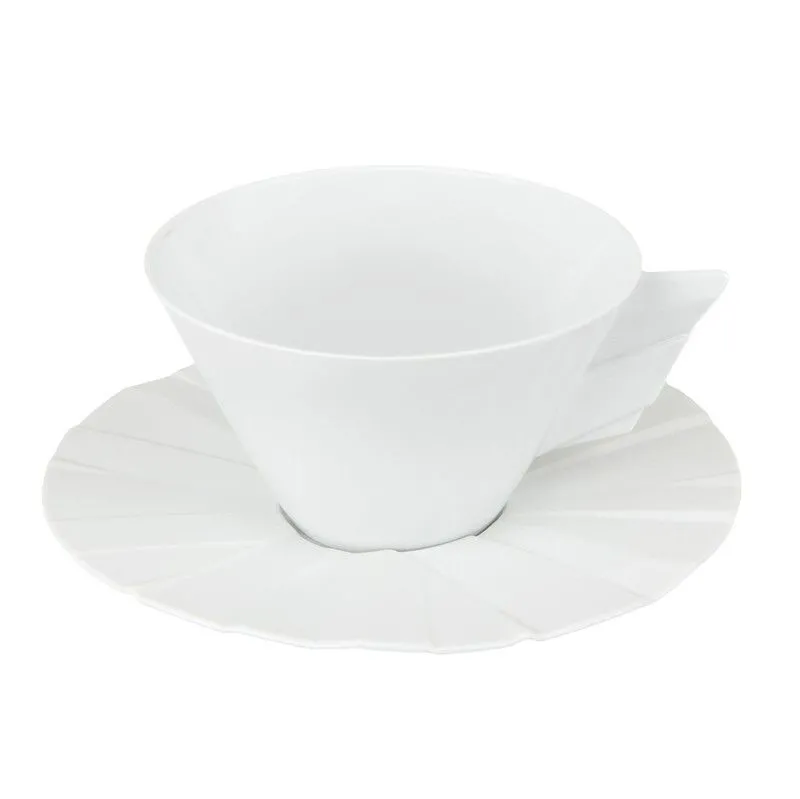Tasse à thé en porcelaine blanche avec soucoupe, Ø 16,5 x 6,4 cm | matrice