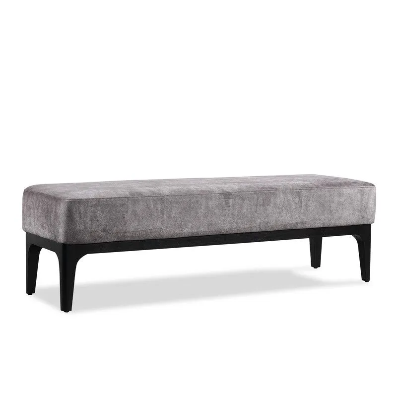 TROMSO | Banquette de lit rembourrée gris-brun 153 x 46 x 46 cm