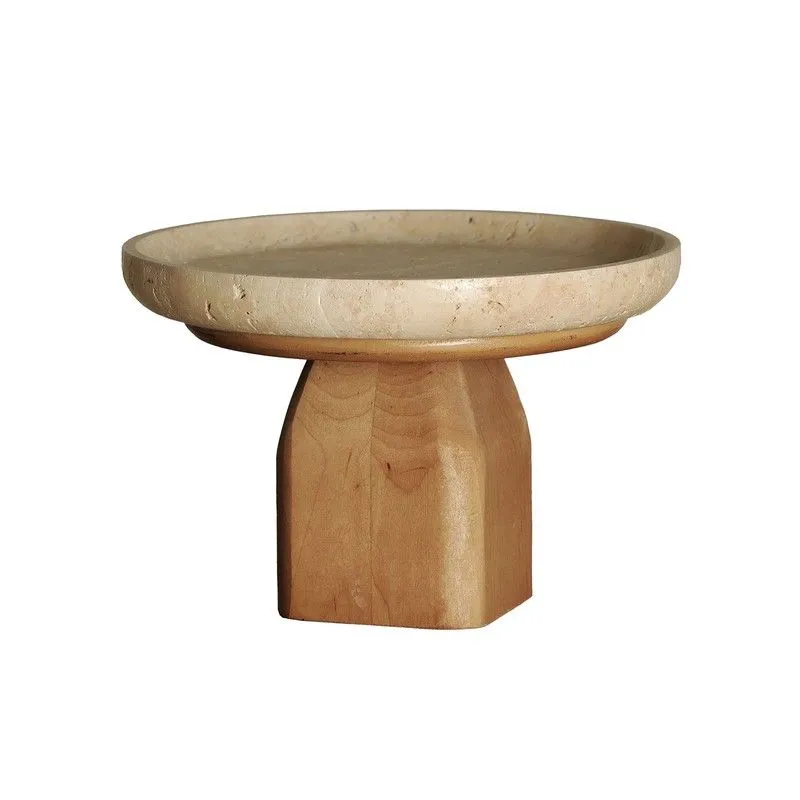 Vide-poches en bois de bouleau et marbre marron naturel et beige, 20 x 20 x 13 cm | Vidéo