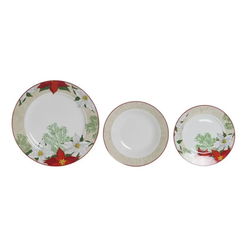 Vaisselle en porcelaine 18 pièces multicolore | poinsettia