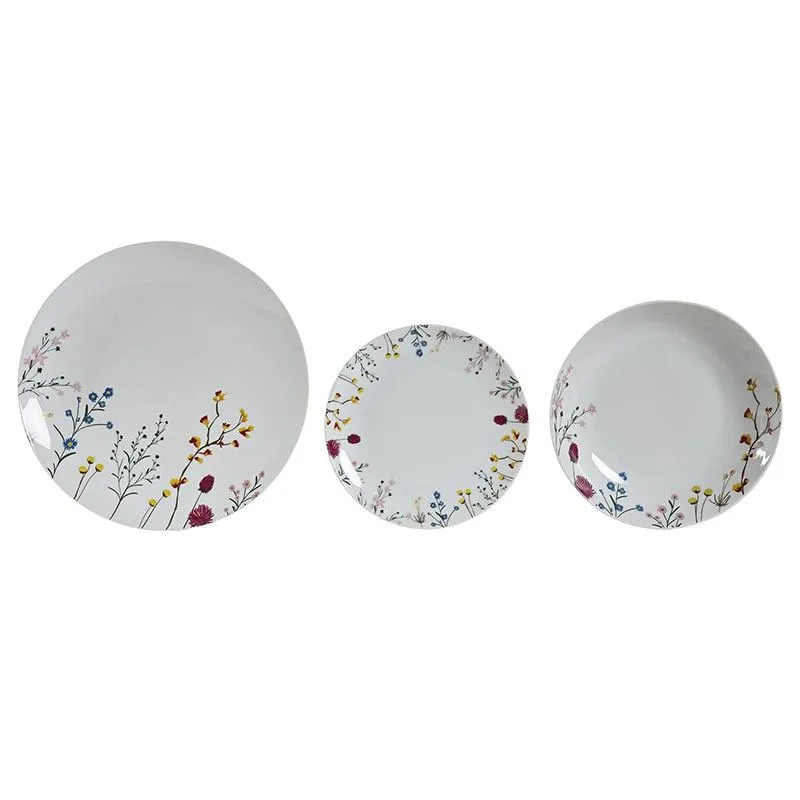 Vaisselle en porcelaine 18 pièces multicolore | Fleurs