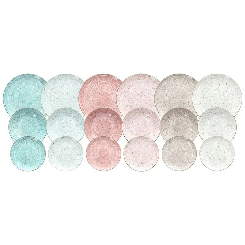 Vaisselle en porcelaine 18 pièces multicolore | Poivre Bambou