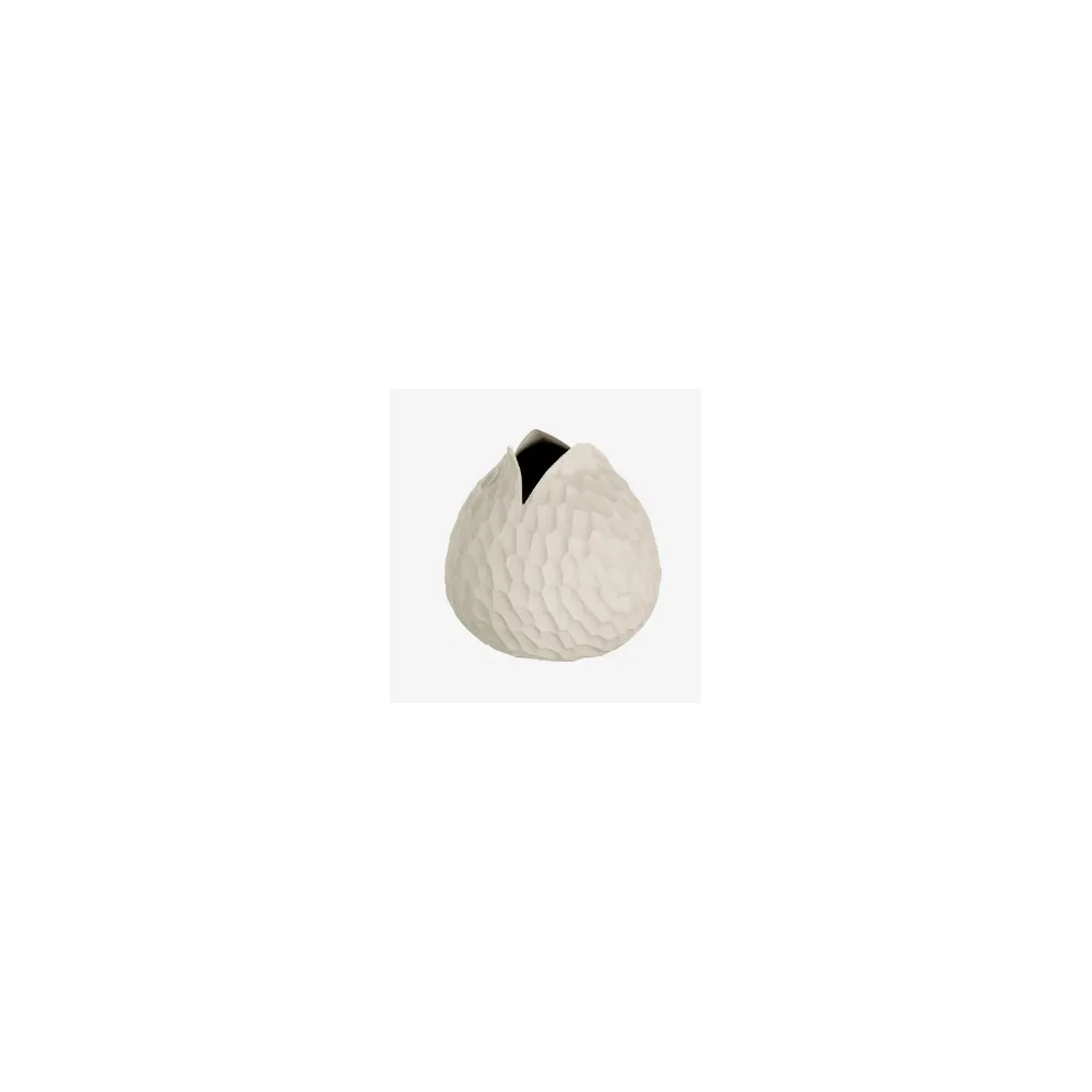 Vase Almada en grès laqué beige mat H10.5cm