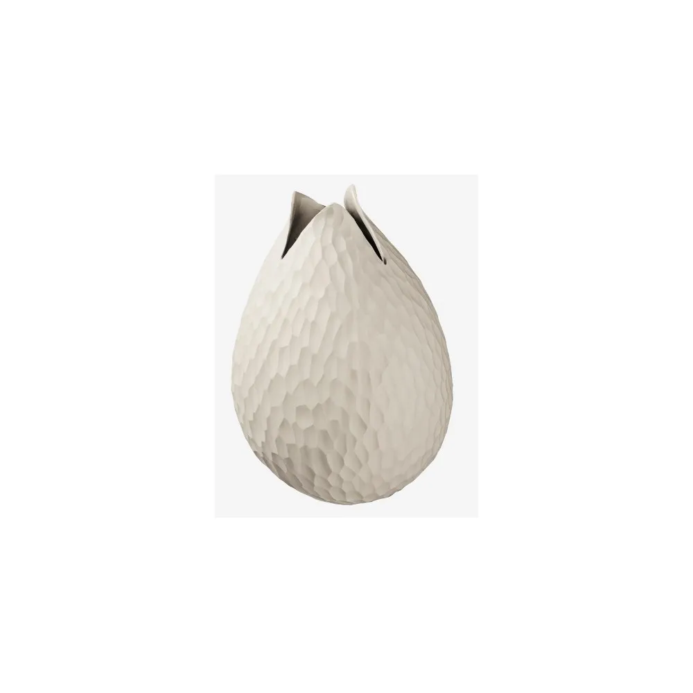 Vase Almada en grès laqué beige mat H22cm