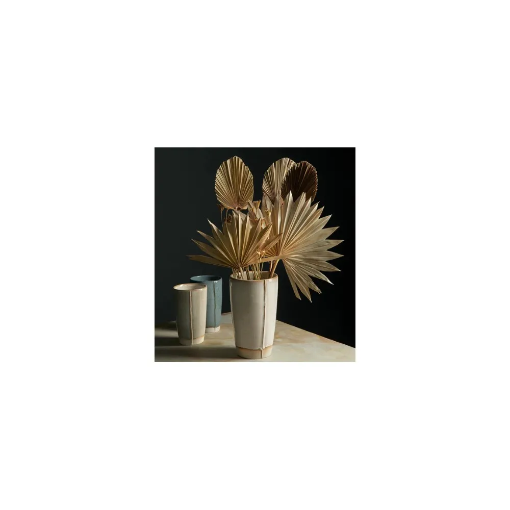 Vase Faro en grès émail réactif beige