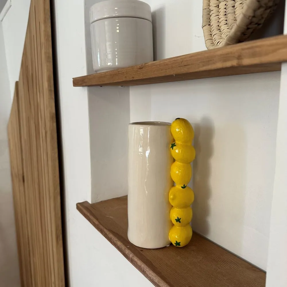 Vase ou pichet poignée Citrons en céramique