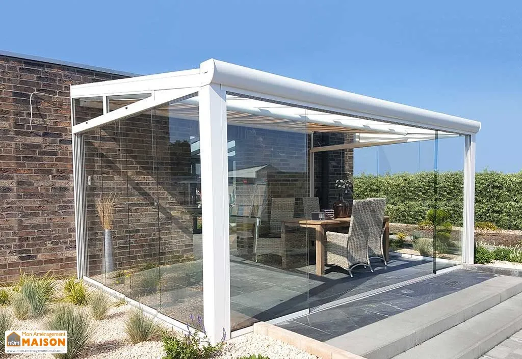 Véranda en Verre Securit 8mm Coulissant et Polycarbonate 16 mm Legend 4x3m