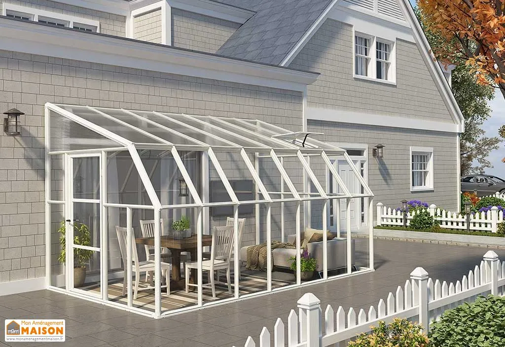 Véranda en Polycarbonate et Acrylique Sunroom Blanche 2,6m