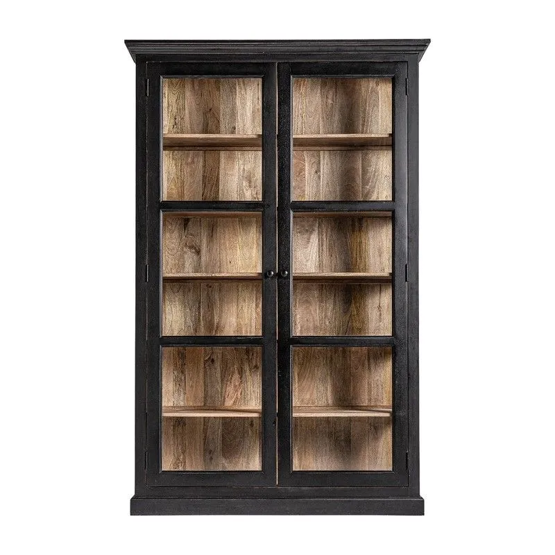 Bavay Vitrine en Bois de Manguier Noir/Naturel, 135 x 40 x 210 cm