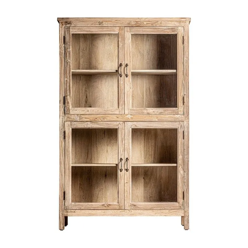 Vitrine Carrik en bois de manguier recyclé naturel, 126 x 44 x 198 cm