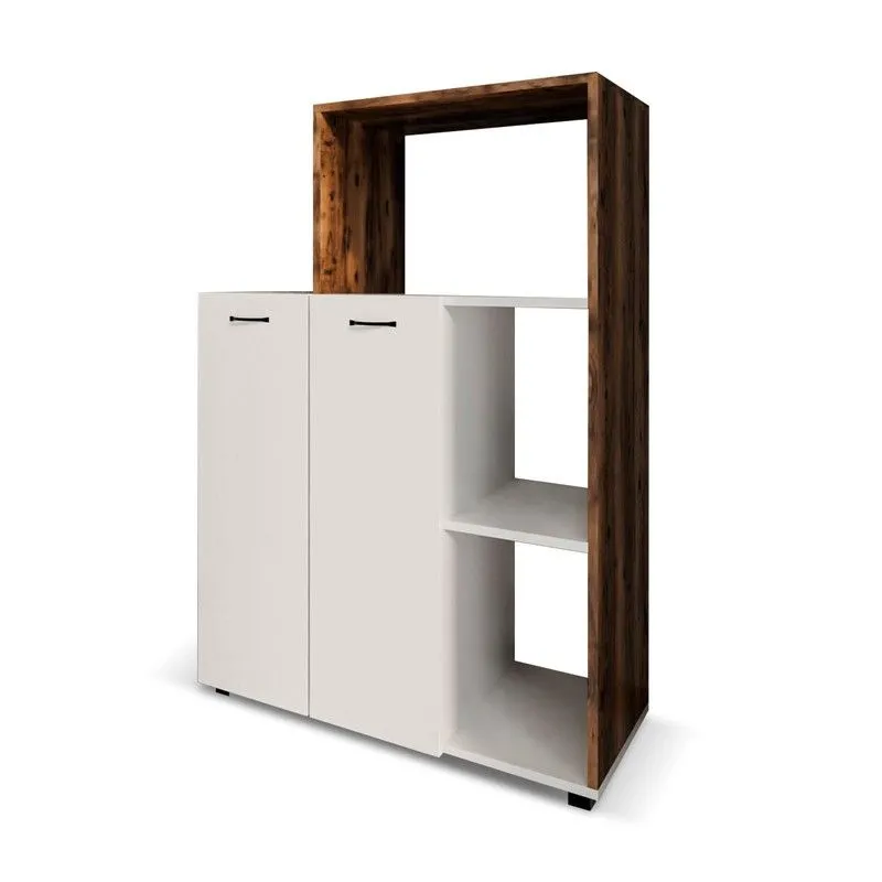 Vitrine en bois blanc et naturel, 90 x 41 x 123 cm | Delphes