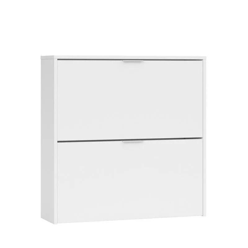 Étagère à chaussures 2 portes pour 16 paires en blanc, 75 x 22 x 76 cm