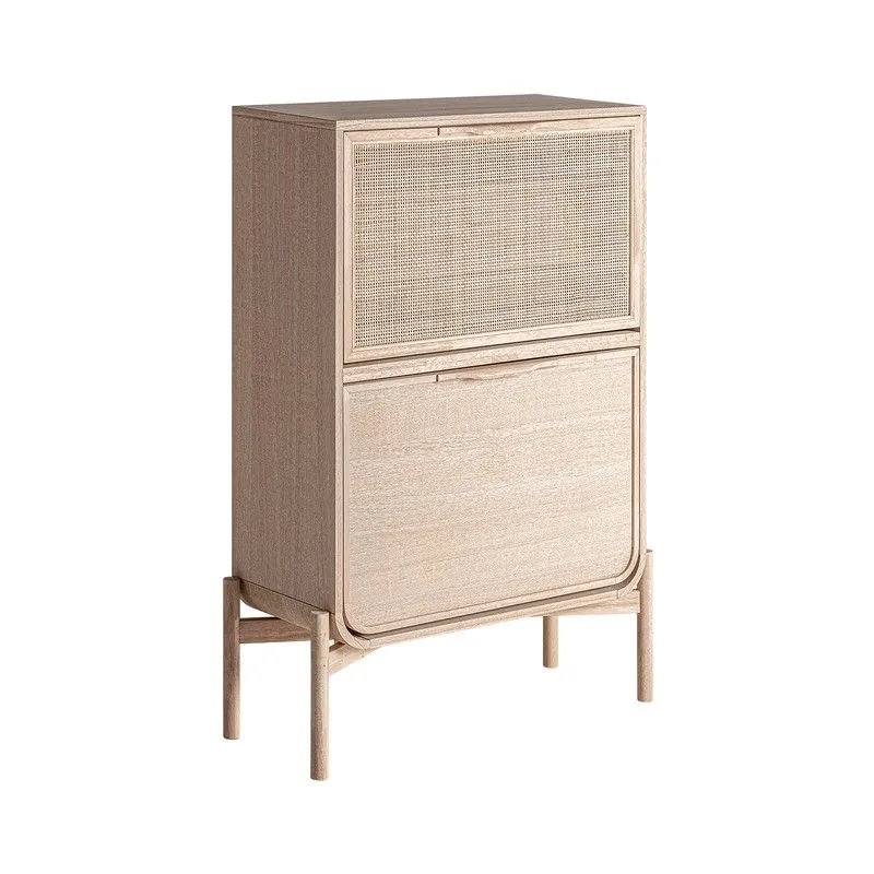 Étagère à chaussures en bois de frêne et rotin naturel, 76 x 29 x 107 cm | Weurtz