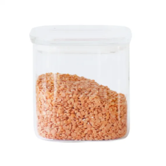 Boite de conservation carrée 0.8 Litre en verre avec couvercle en verre et joint