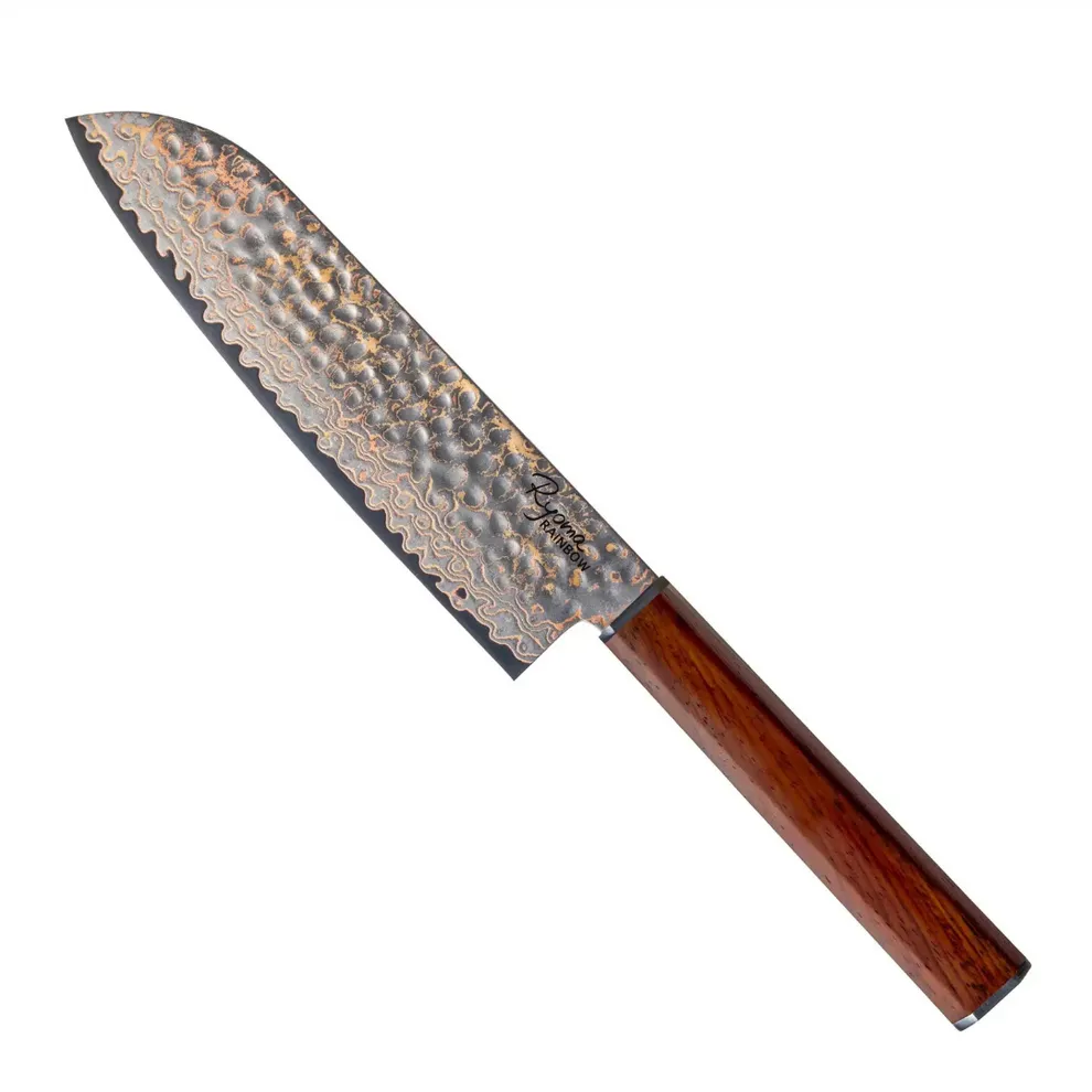 Couteau Damas De Couleur - Ryoma Rainbow - Santoku 18 cm