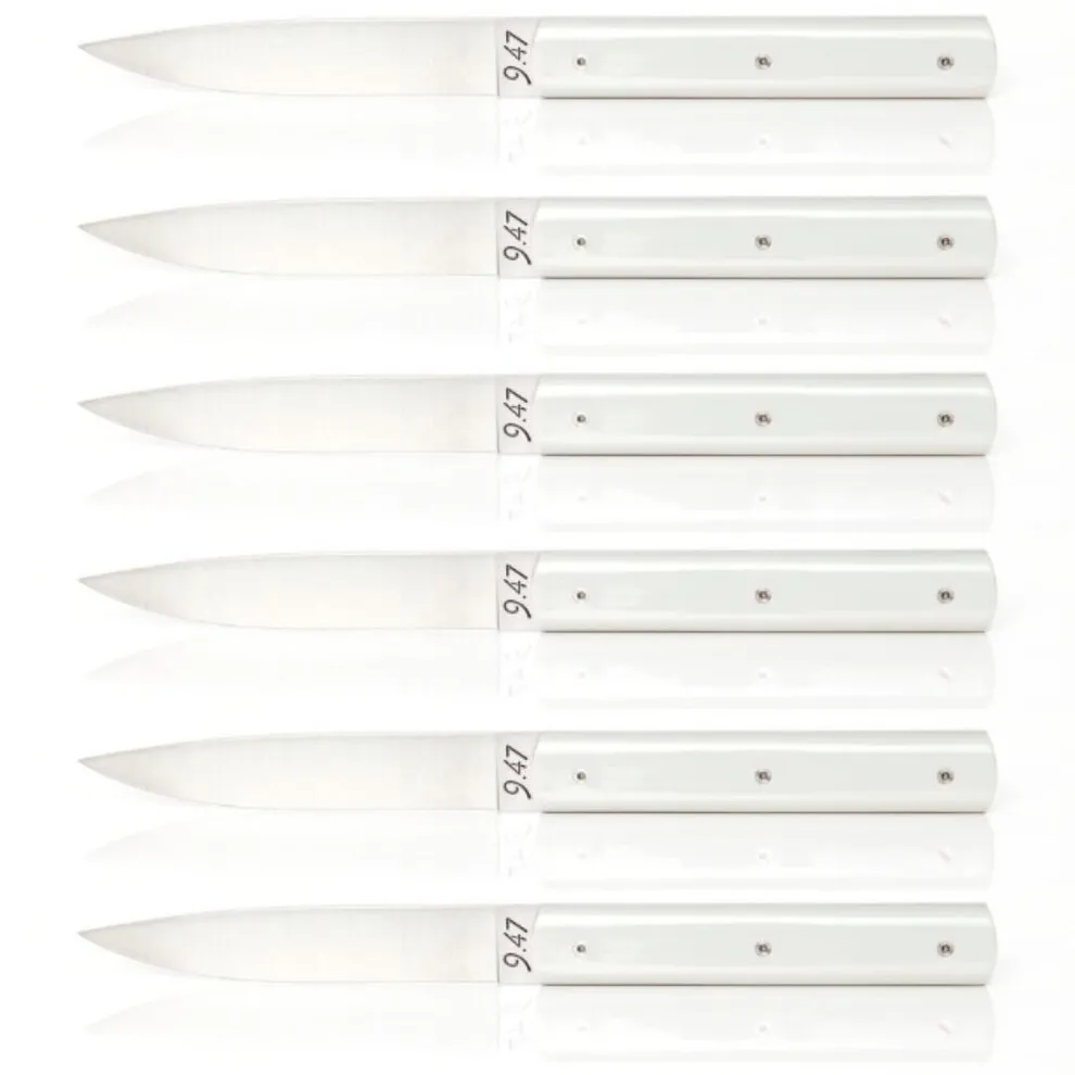 Couteaux de table Perceval 9.47 manche Gris givré par 6 pièces