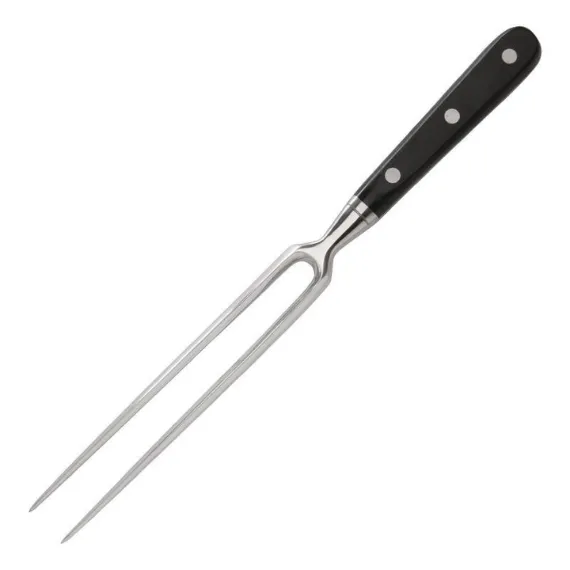 Fourchette Forgé Pro droite 17 cm manche noir rivets laiton inox
