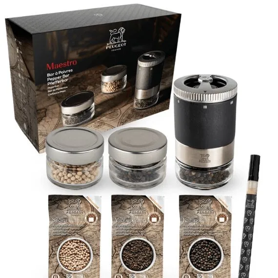 MAESTRO Bar à poivre + 3 poivres