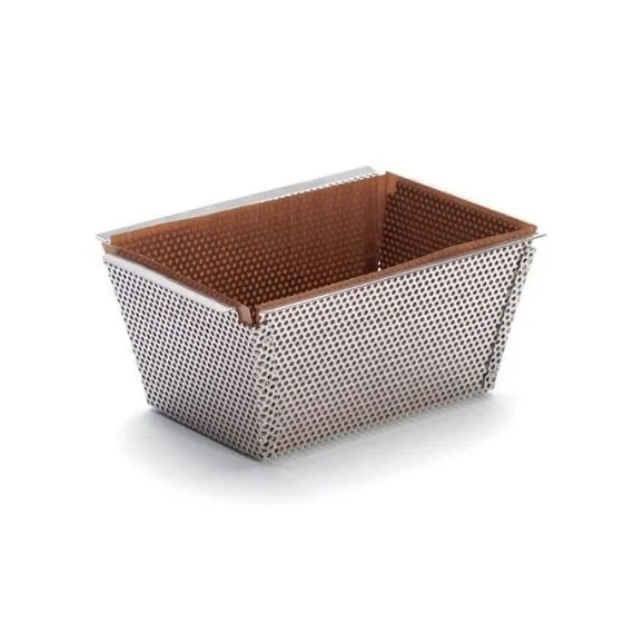 Moule à cake en inox perforé Air System® à fond démontable 15 x 8.6 x 7.5 cm ave