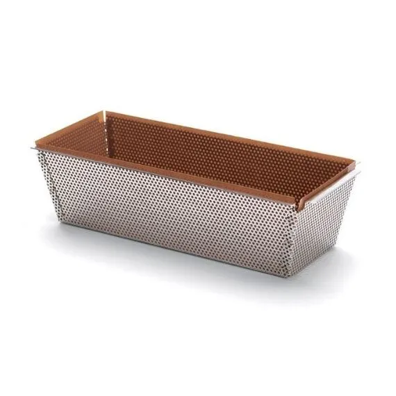 Moule à cake en inox perforé Air System® à fond démontable 26 x 8.6 x 7.5 cm ave