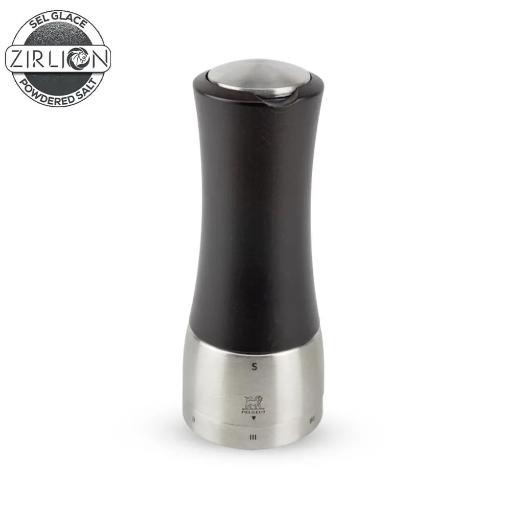 Moulin à Sel Manuel 16 cm en Bois Chocolat/Inox MADRAS Mécanisme Zirlion