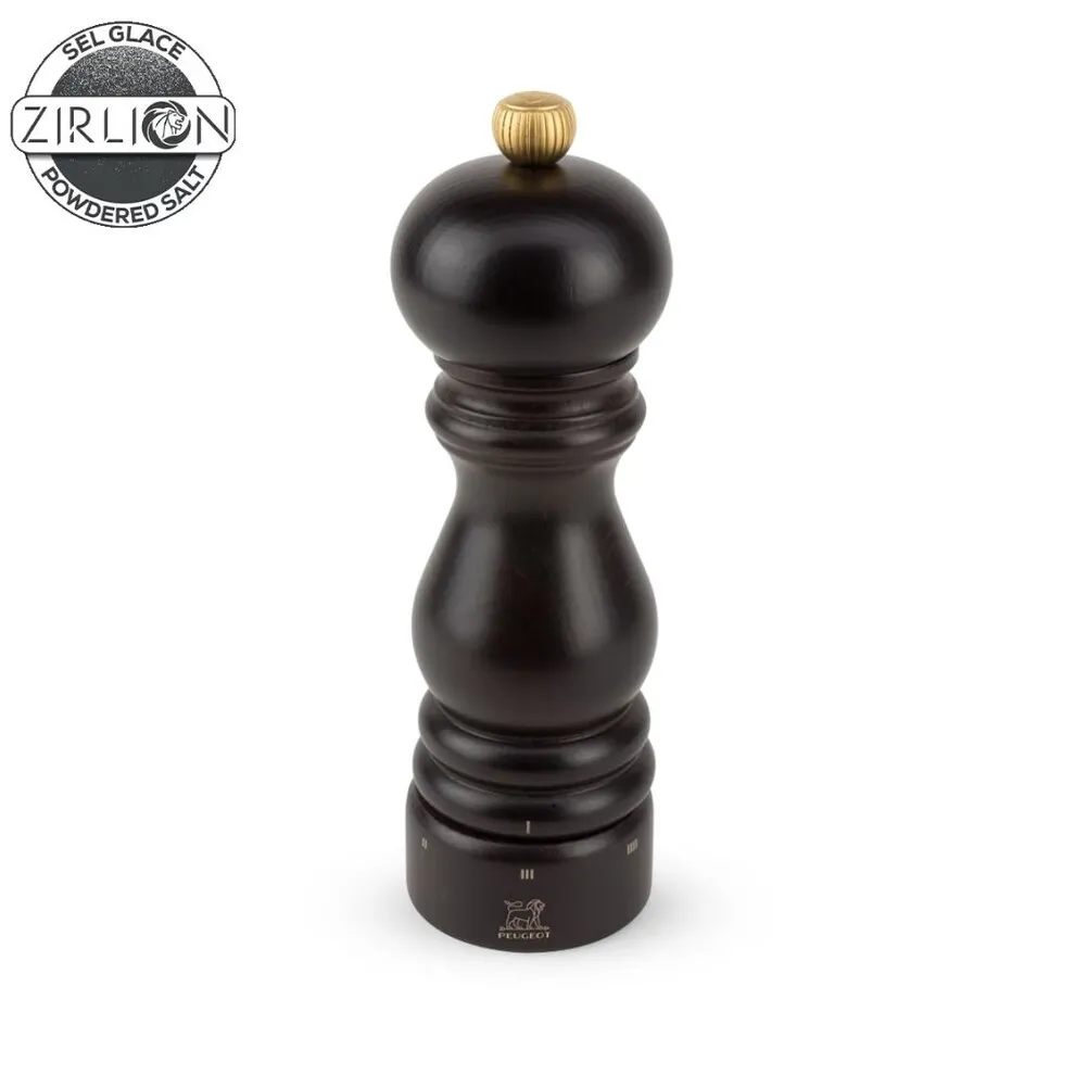 Moulin à Sel Manuel 18 cm en Bois Chocolat PARIS U'SELECT Mécanisme Zirlion