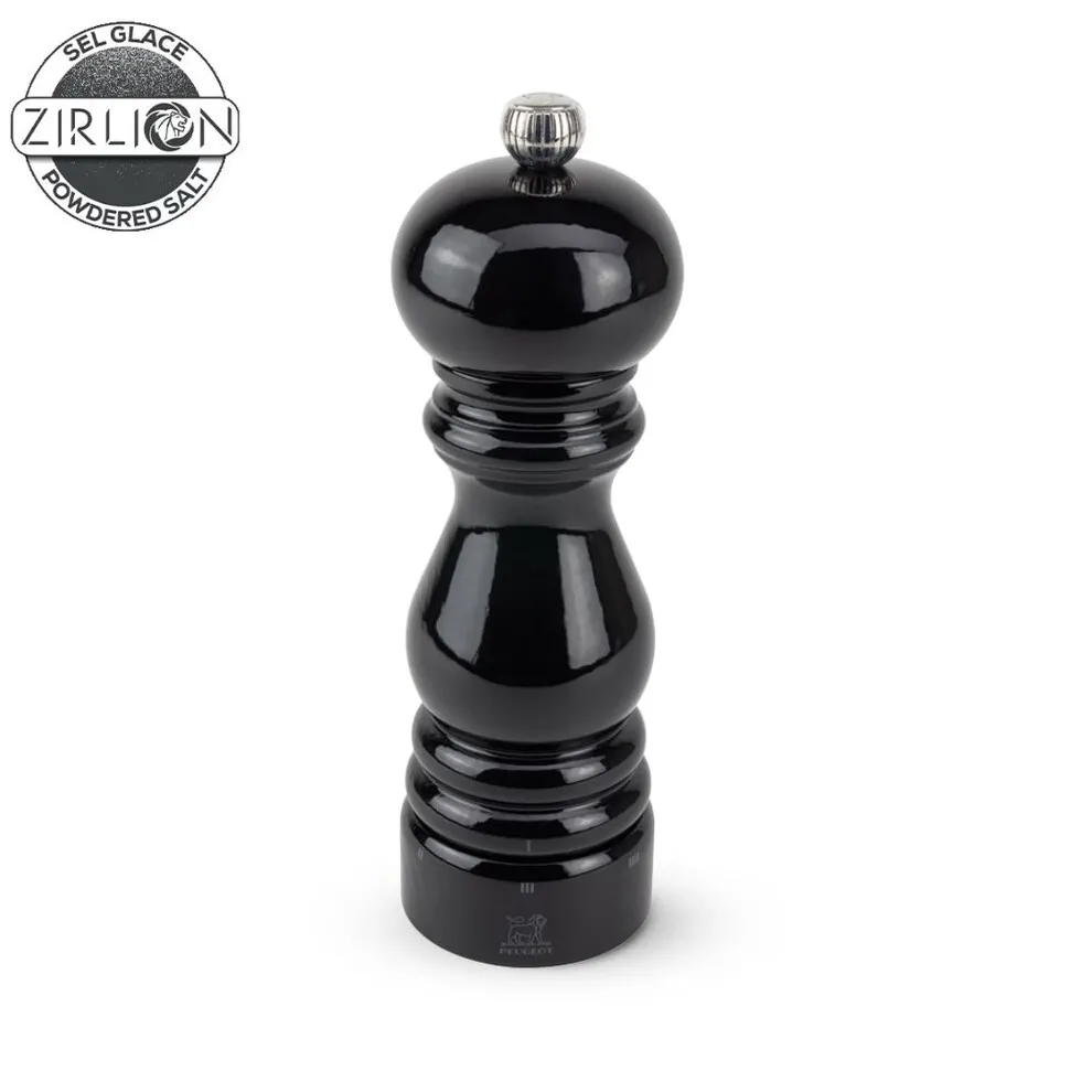 Moulin à Sel Manuel 18 cm en Bois Laqué Noir PARIS U'SELECT Mécanisme Zirlion