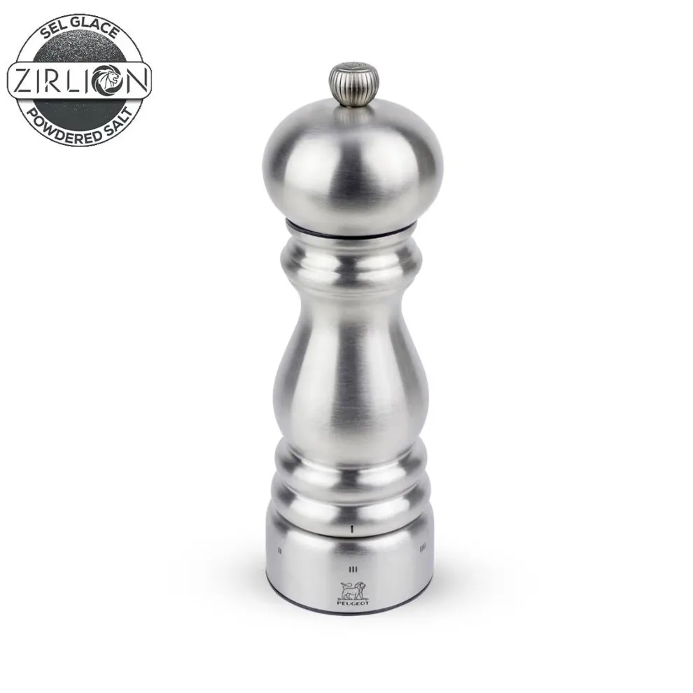 Moulin à Sel Manuel 18 cm en Inox Inox PARIS CHEF Mécanisme Zirlion