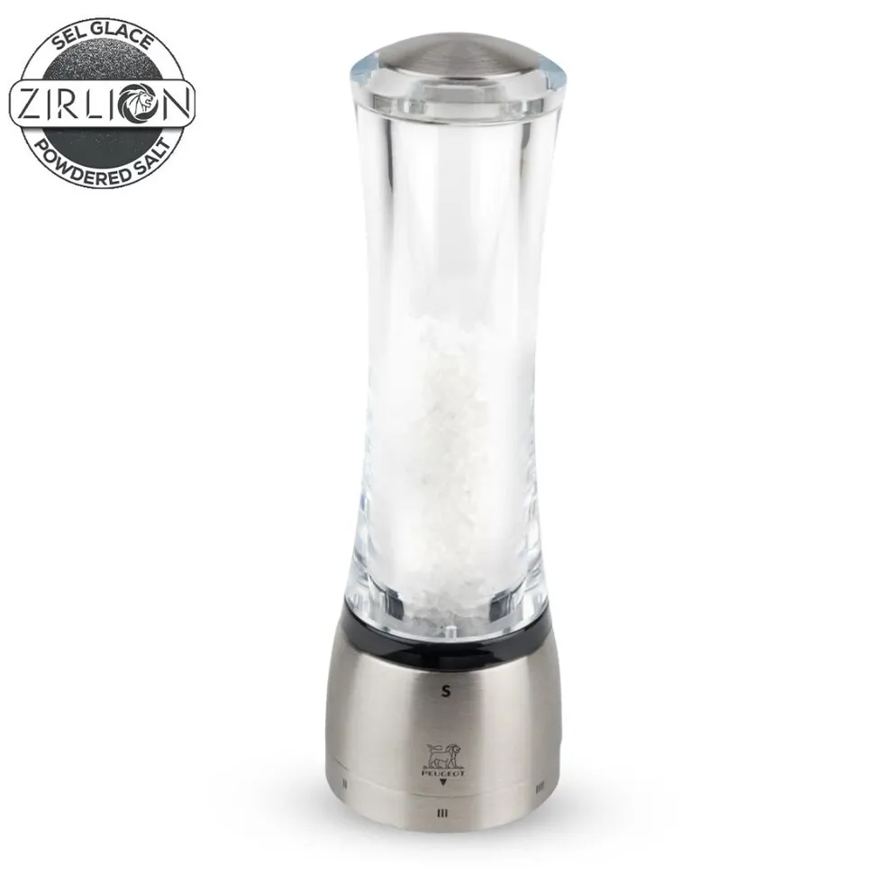 Moulin à Sel Manuel 21 cm en Acrylique Transparent / Inox DAMAN Mécanisme Zirlio