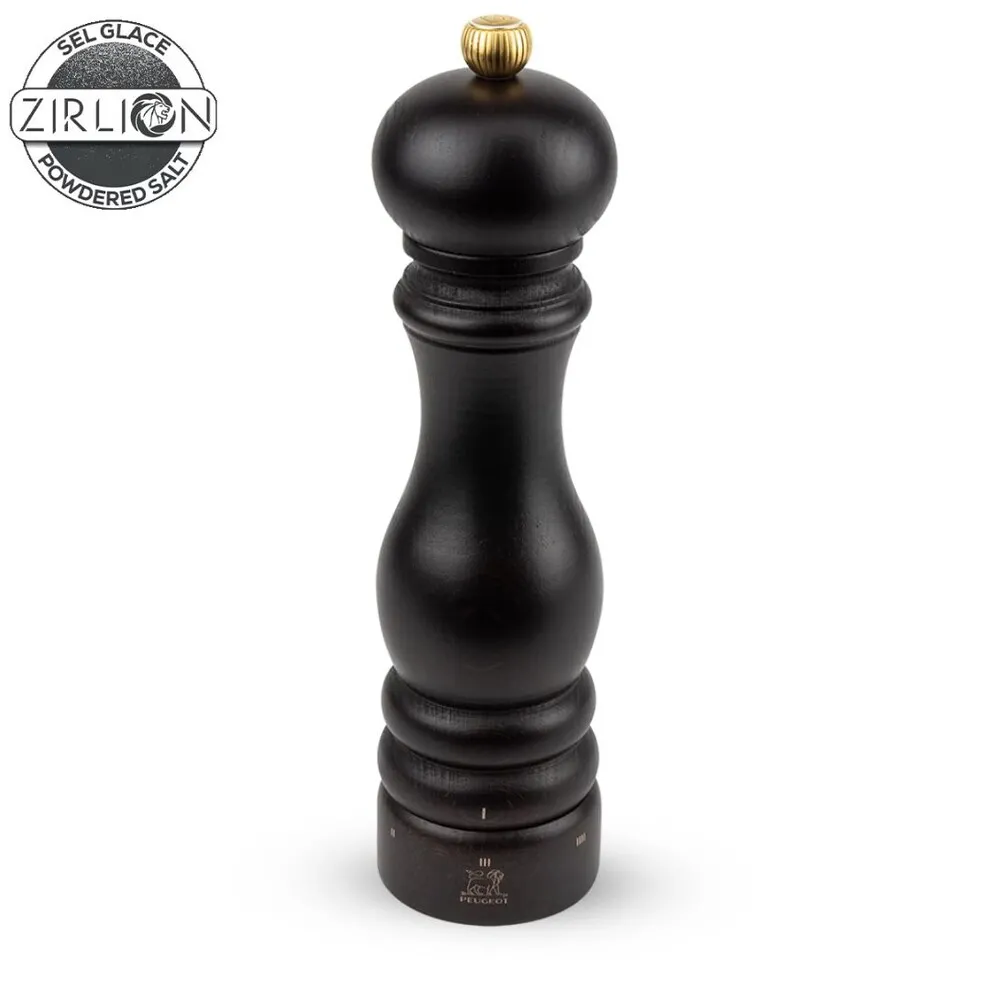 Moulin à Sel Manuel 22 cm en Bois Chocolat PARIS U'SELECT Mécanisme Zirlion