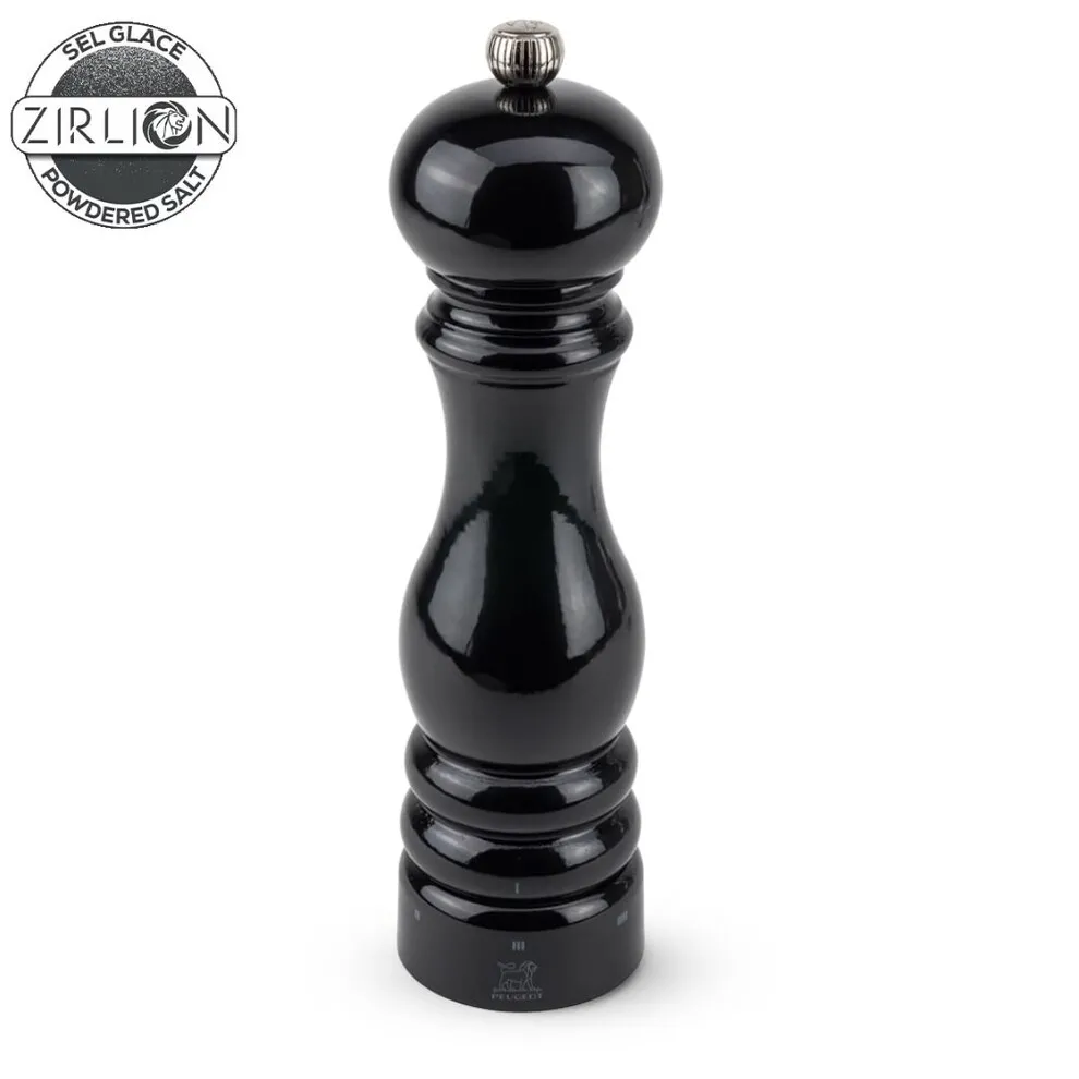 Moulin à Sel Manuel 22 cm en Bois Laqué Noir PARIS U'SELECT Mécanisme Zirlion